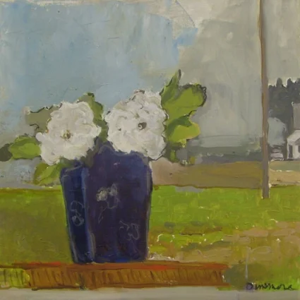 White Peonies Purple Vase