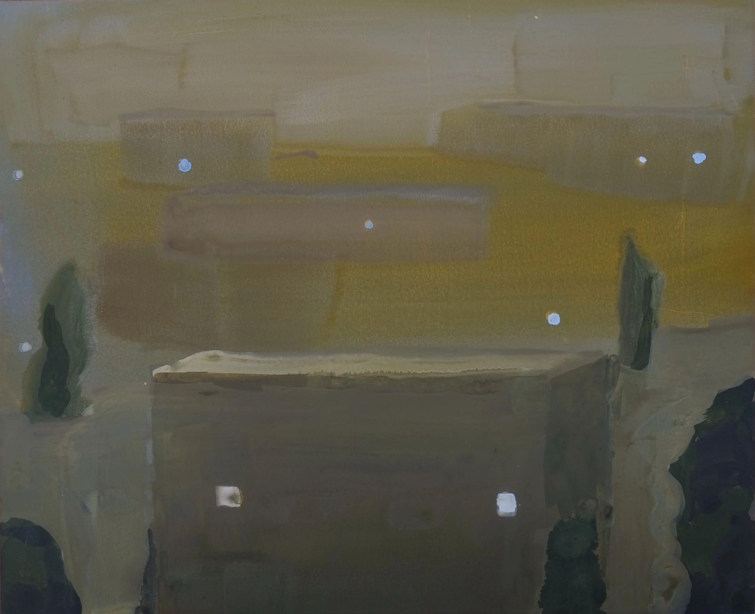    Apartment Buildings    2024  watercolor and gouache on paper  17” x 14” 