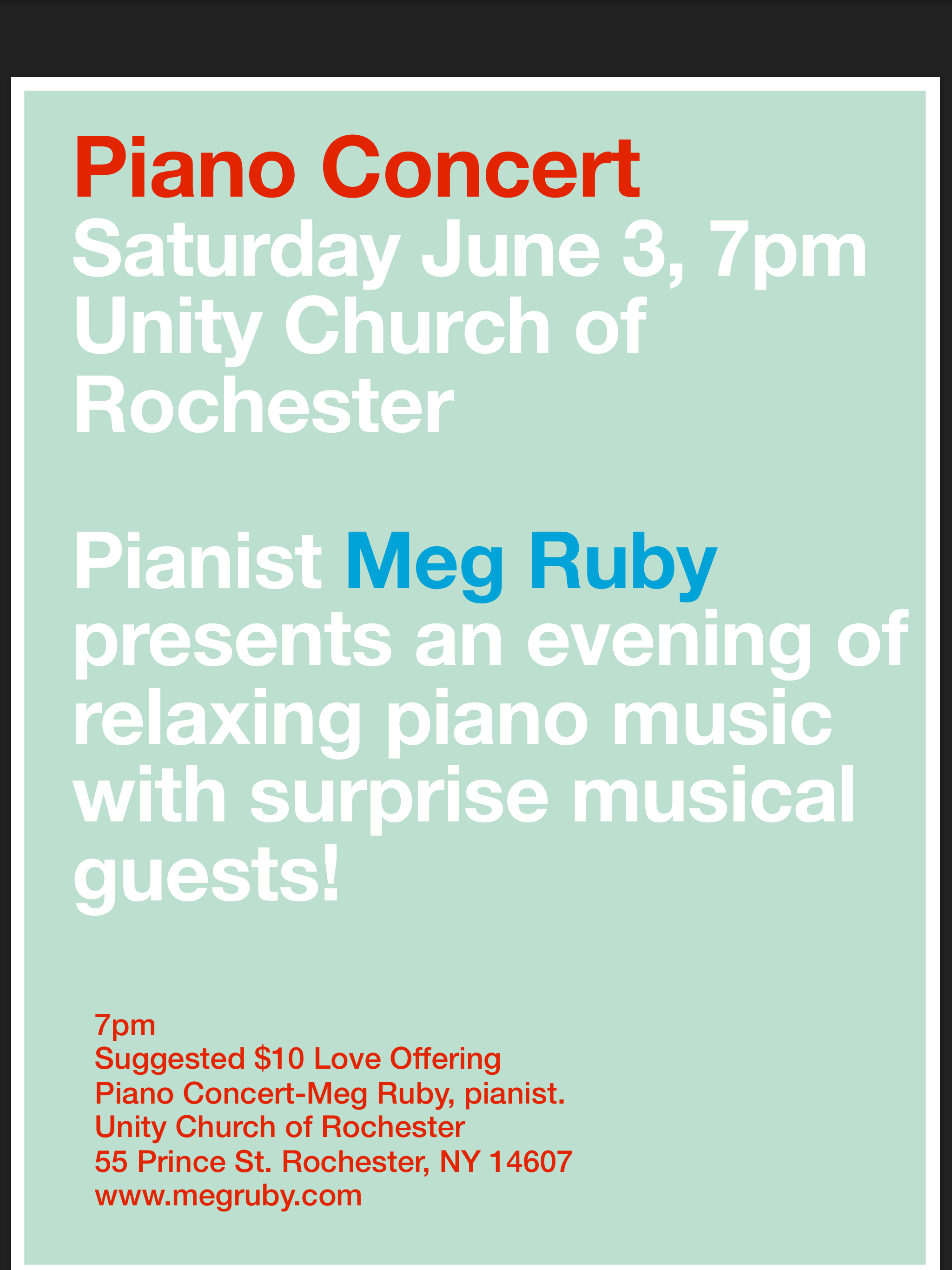 PIANO CONCERT featuring Meg Ruby and special guests