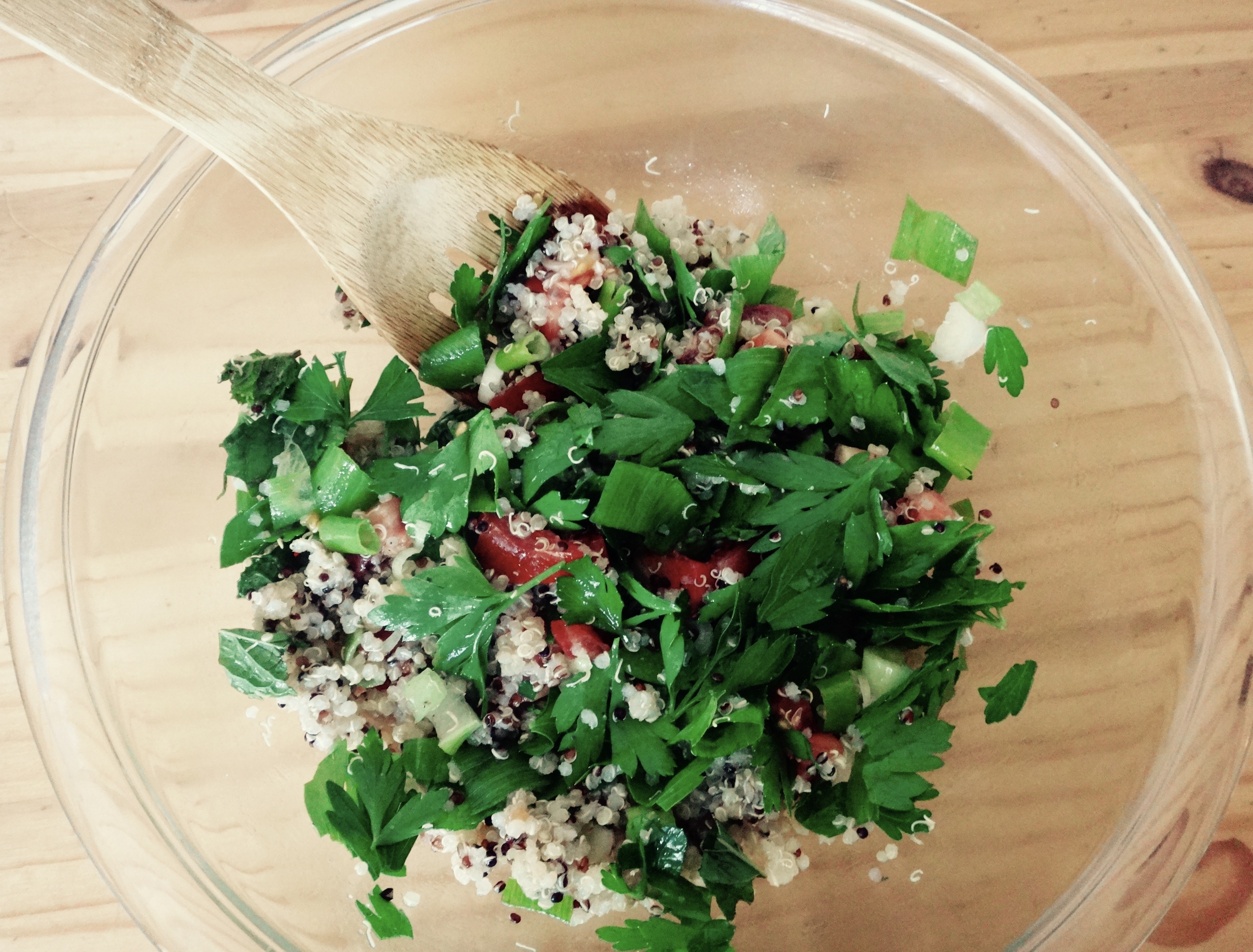 Watch your fingers if I'm near this salad. 
