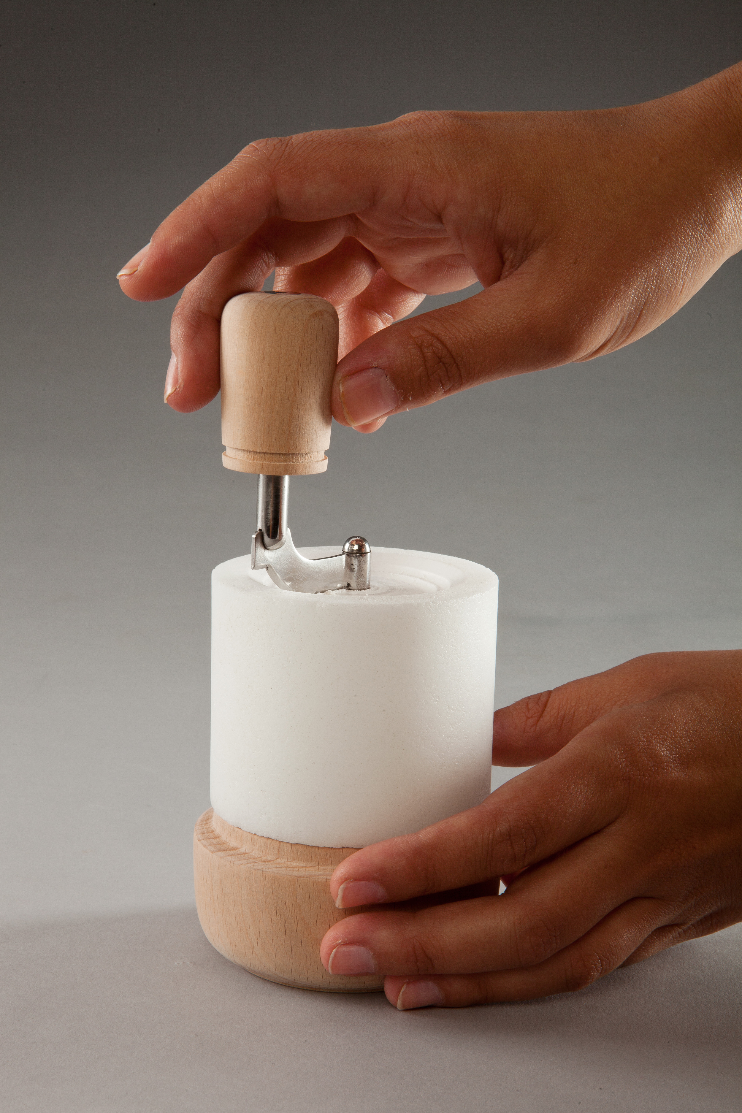 SALT GRINDER Turned beech wood, stainless steel, compressed salt
