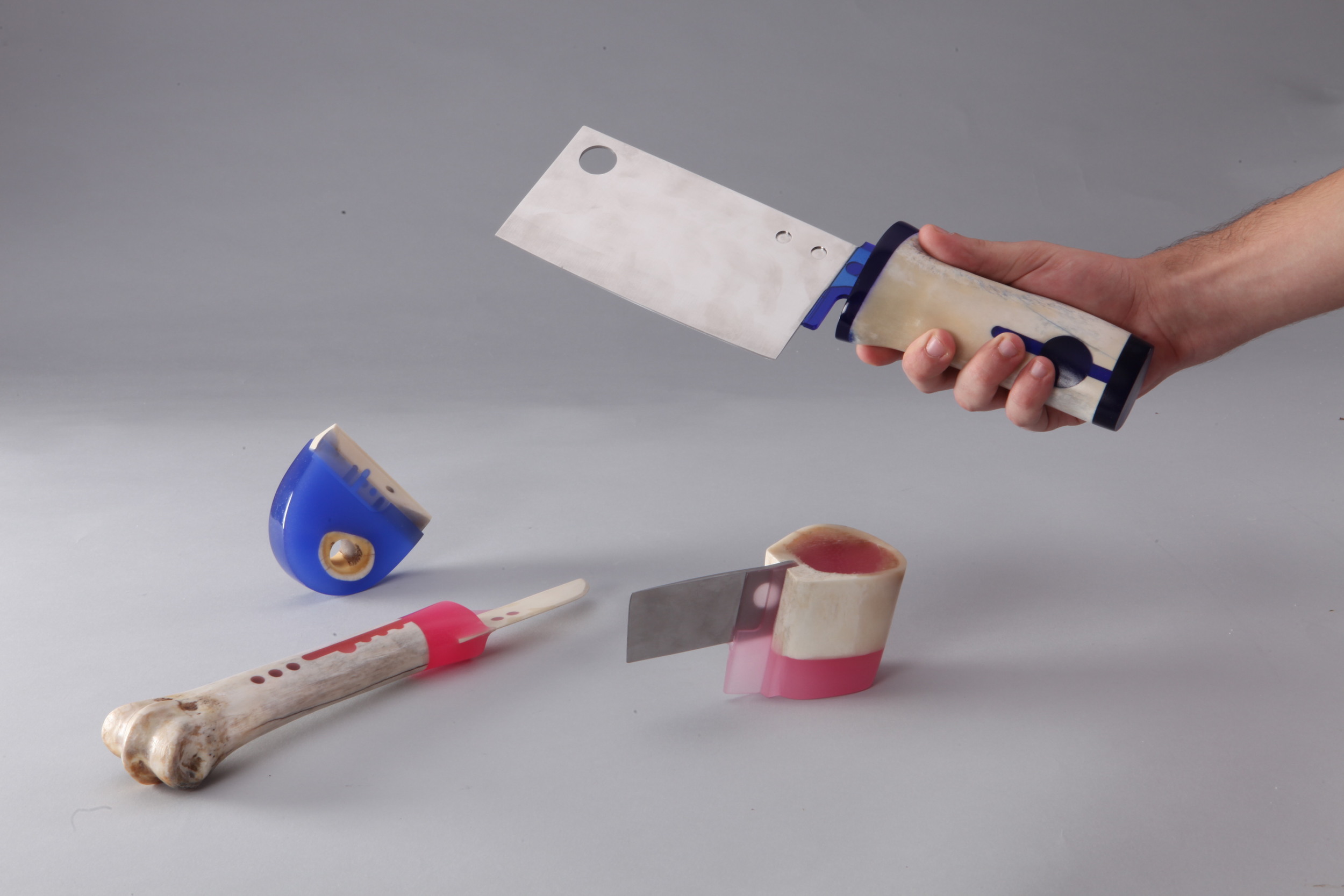  KITCHEN KNIFES  Found animal bones, stainless steel, epoxy resin 