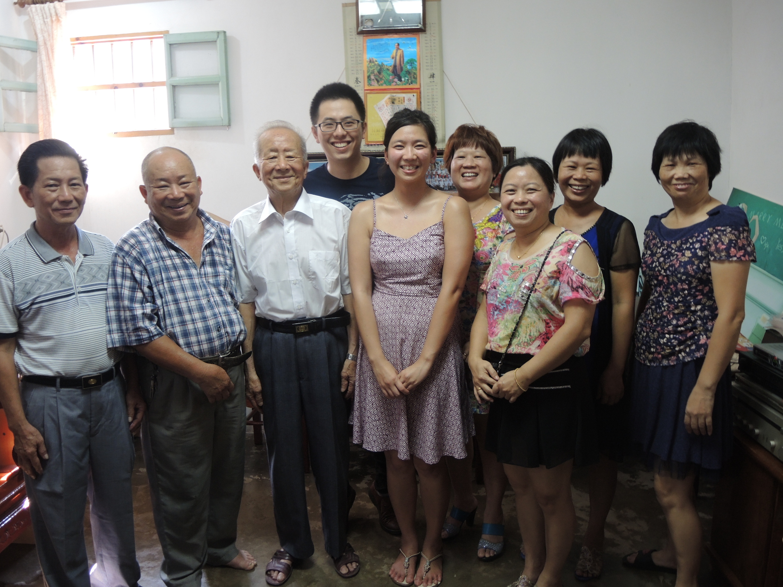 Family group photo inside third granduncle's home after some kung fu cha