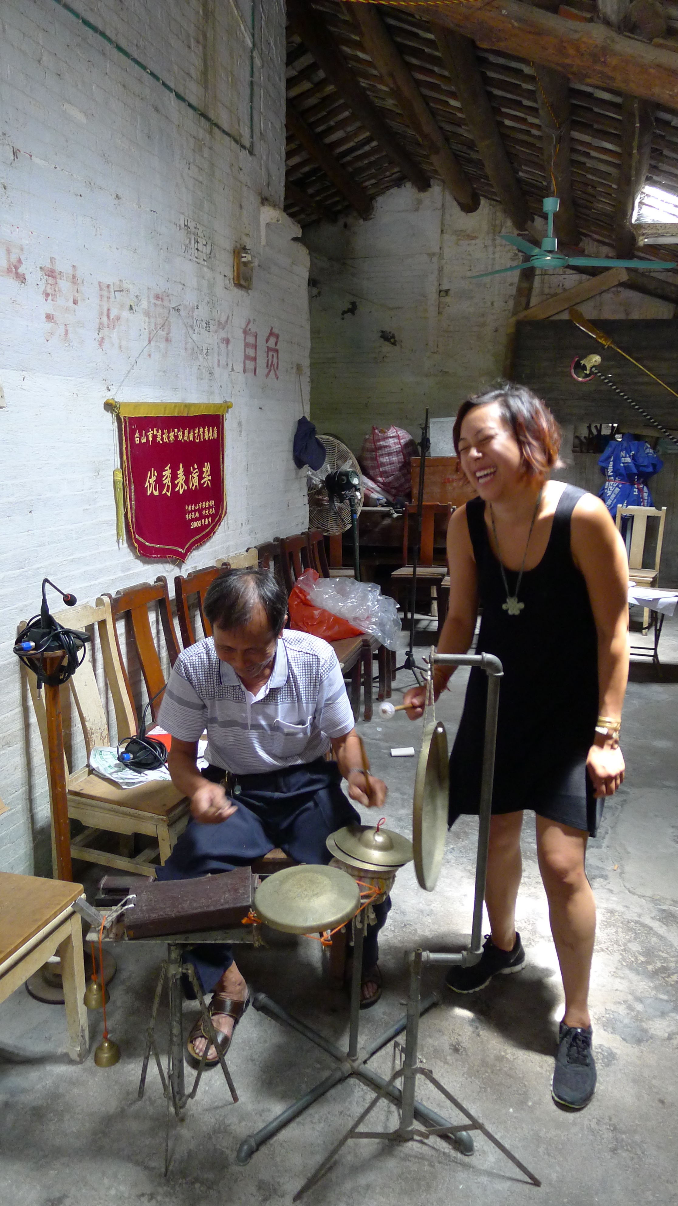 The village chief was also the leader of a Chinese opera band that played for the village every single night. He patiently taught me some rhythms!