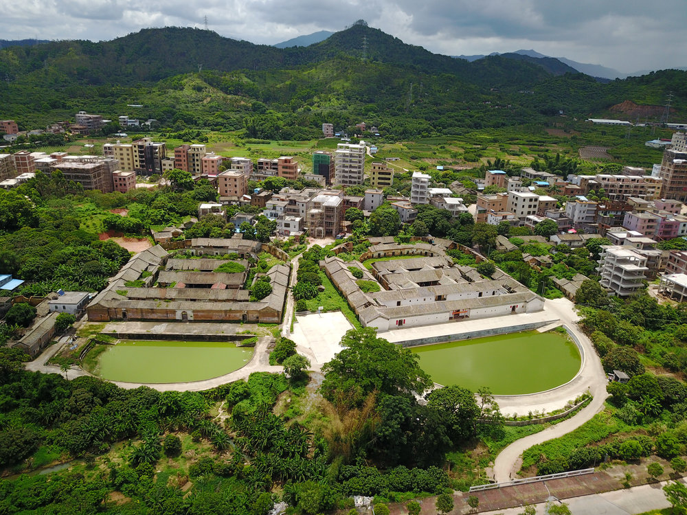 Aerial view of Wayne Yeh's Hakka village in Huiyang