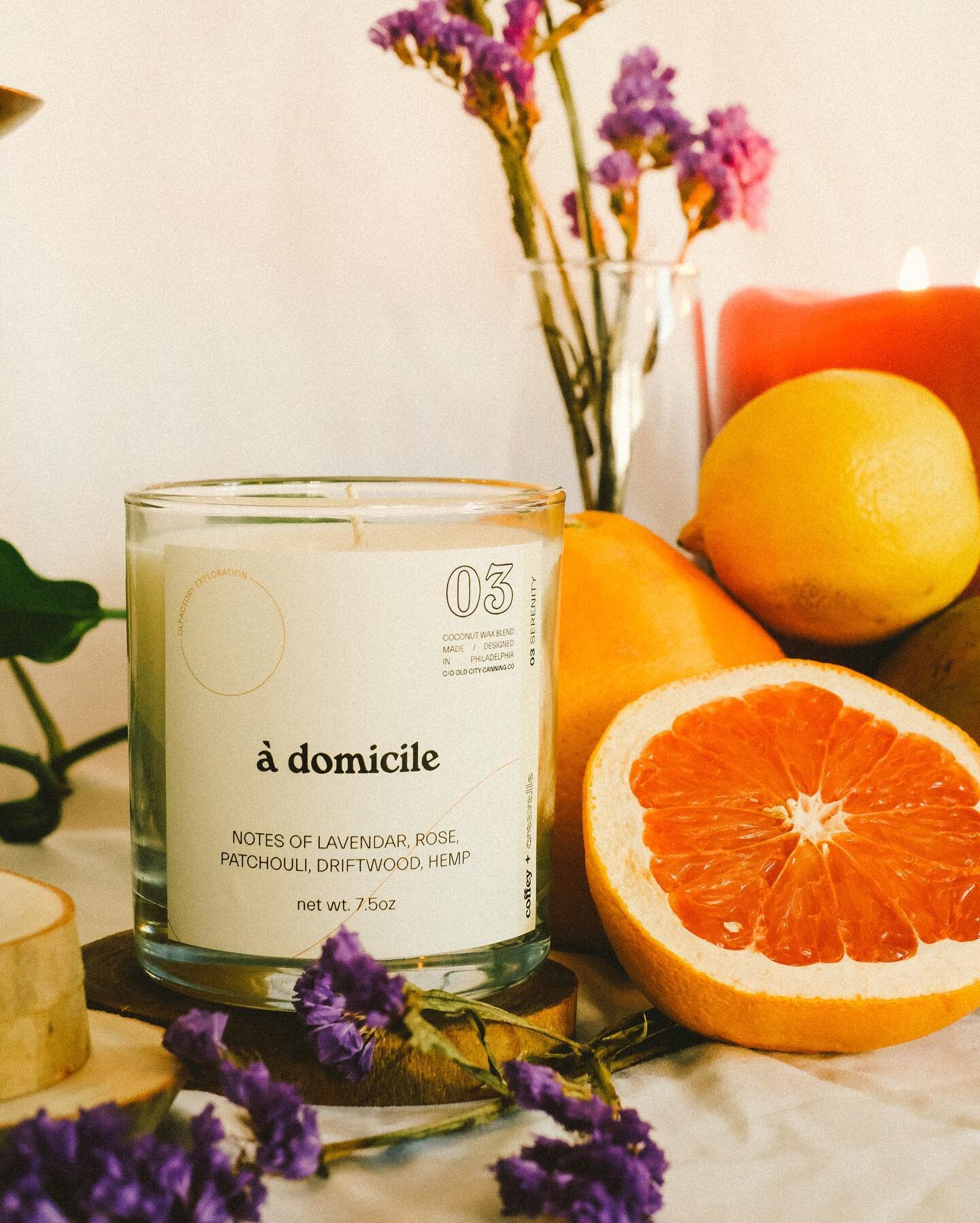 &Agrave; Domicile No. 3: SERENITY

Calming yet provocative, Serenity is a familiar mystery.  Allow yourself to get lost in your thoughts and let the positivity radiate through your domicile. Designed and produced in Philadelphia, PA.  Made to burn al