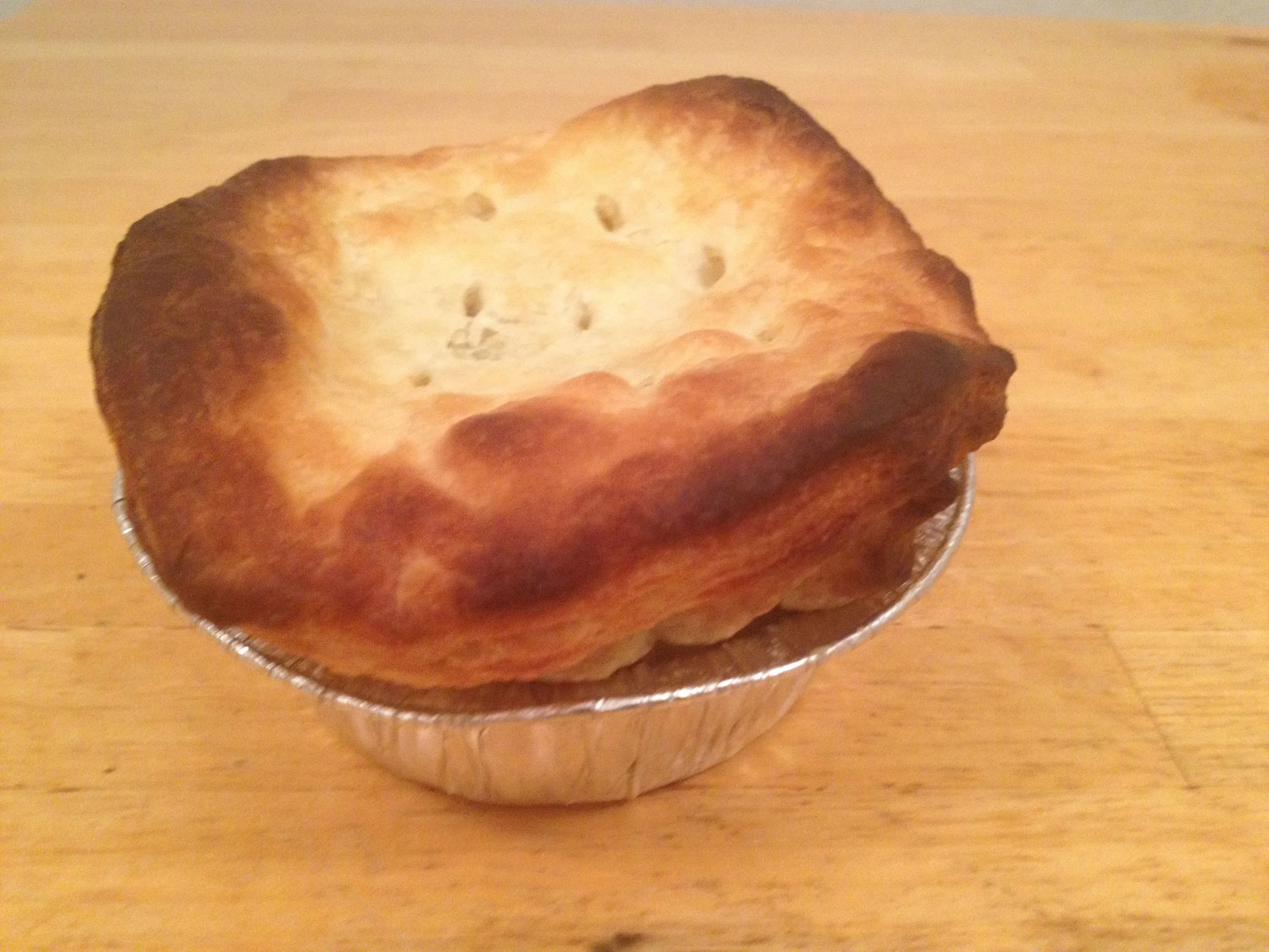 Rich lamb shank pie for one person - with the top on!