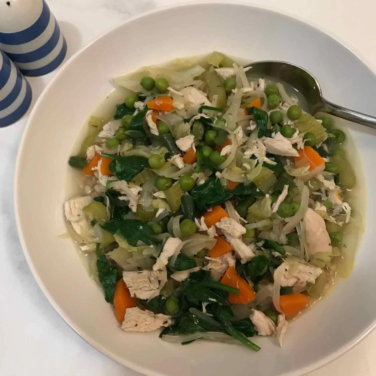 Chicken & vegetable soup for one