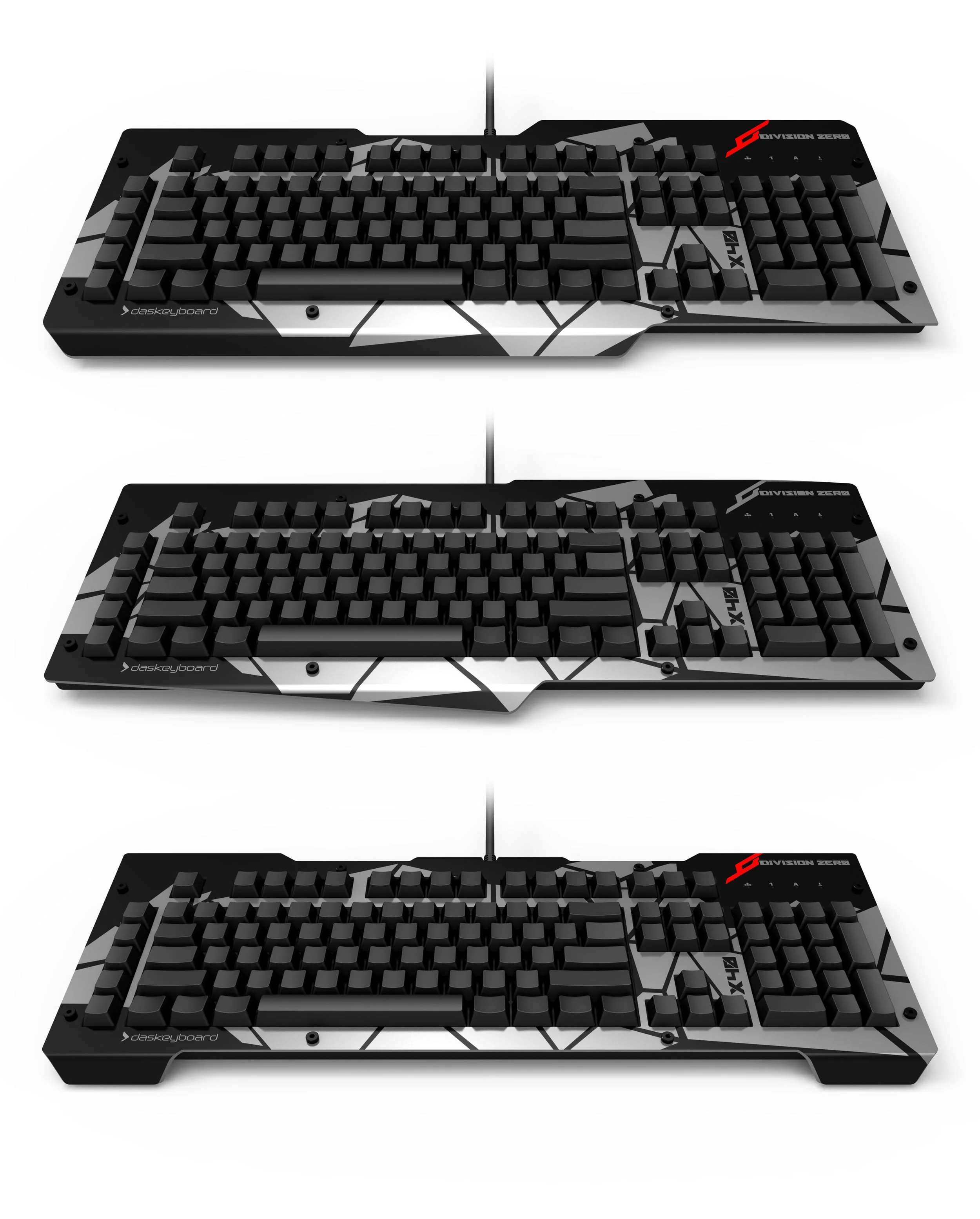  Variations of top plates that can be swapped out by the user on the X40 keyboard. The concepts also have a variation of Space Camo that we developed here at d:e. 