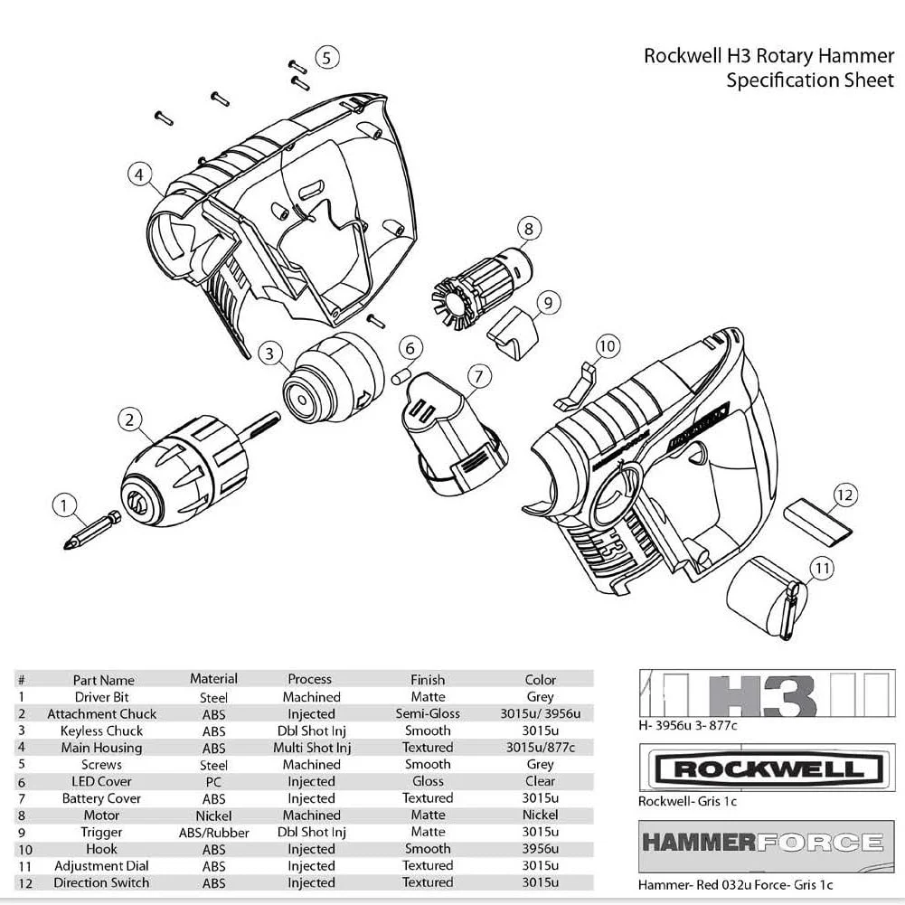  Rockwell H3 Hammerdrill. Modeled off of observing actual product. CAD done in Solidworks, Renderings created in Photoview 360. 
