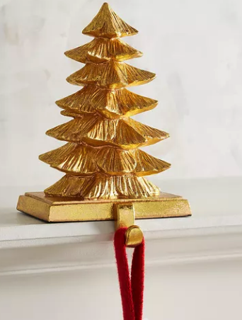 gold tree stocking holder