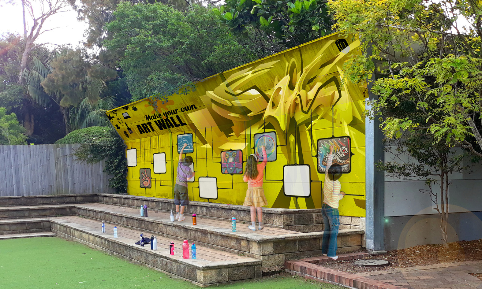 art graffiti wall render primary school