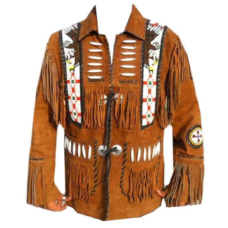 Details about   Men Suede Leather Western Cowboy Jacket with Fringe & Beads NATIVE AMERICAN COAT 