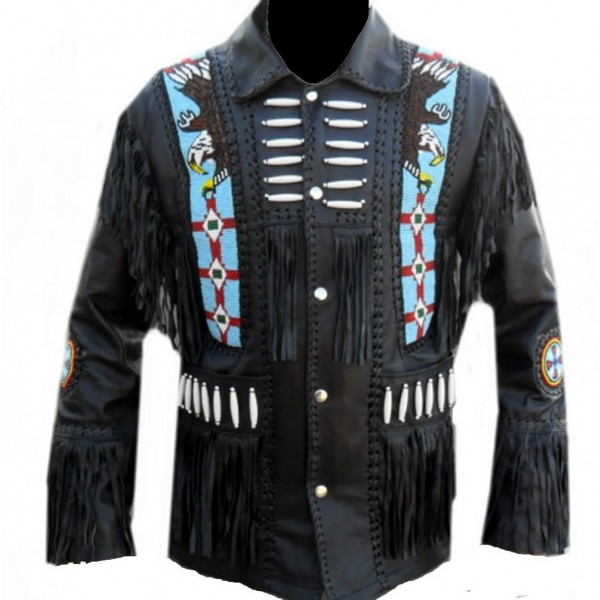 Da Uomo Native American Western Wear con frange & Beads Rosso in Cuoio Giacca in Pelle Nuovo 