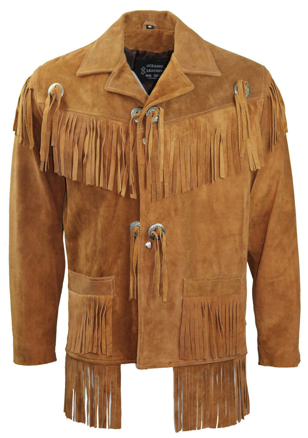 Native American Jacket Genuine Suede Leather Jacket with Fringe Cowboy Western Stylish Coat