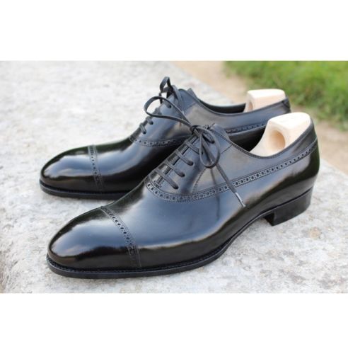Handmade Mens Black Leather Dress Shoes Mens brogue Leather Shoes Shoes for men 
