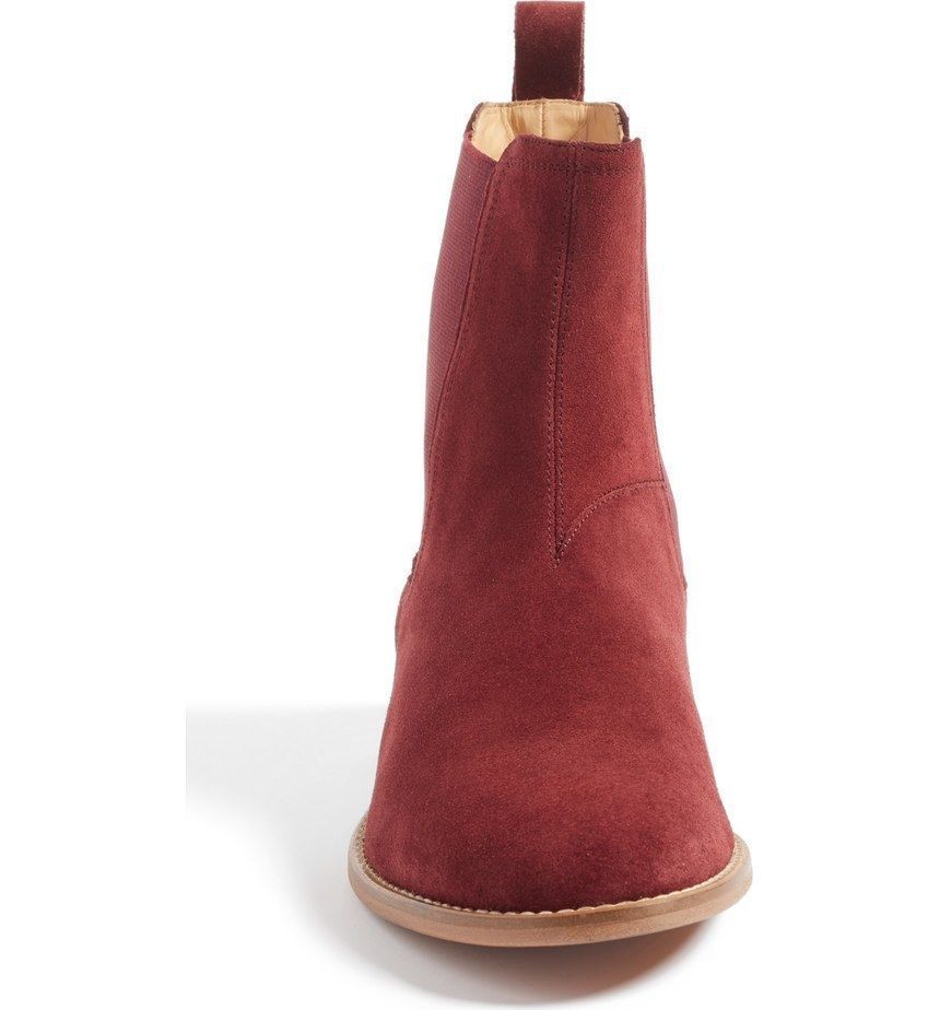 burgundy suede chelsea boots