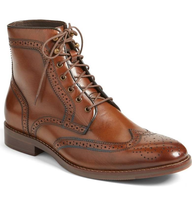 Froon Mens Leather Brogue Lace up Premuim Boot 