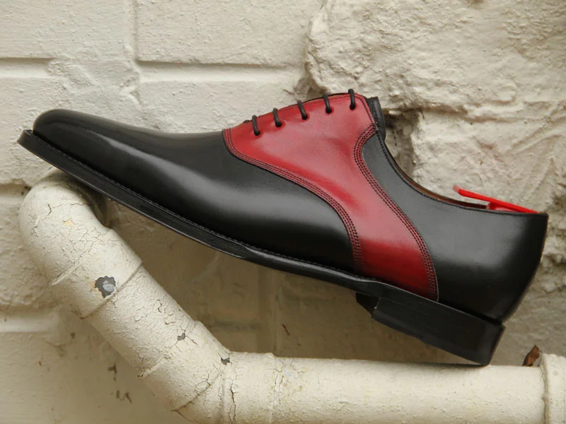 212-HANDMADE SHOES, MEN DRESS SHOES, MEN BLACK AND RED DRESS SHOES.jpg