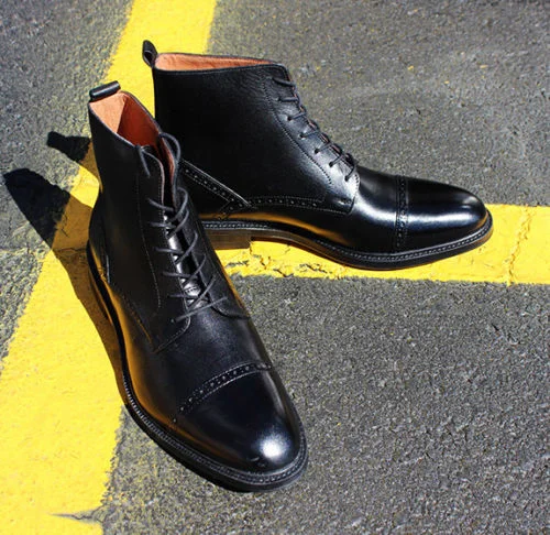 mens black cap toe dress boots