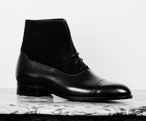 Men black lace up boots Men black leather boot Handmade Men Cap toe ankle boots