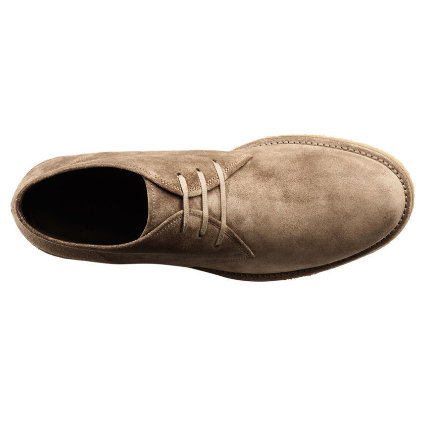 498-3 Handmade Men Casual Boots, Men Taupe Suede Plain-toe Crepe sole Chukka Boots.jpg