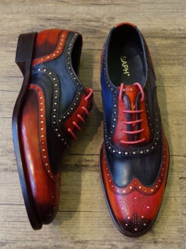 Mens Brogue WingTip Latest Style Two Tone Leather Shoes FWS-509 — Curvento