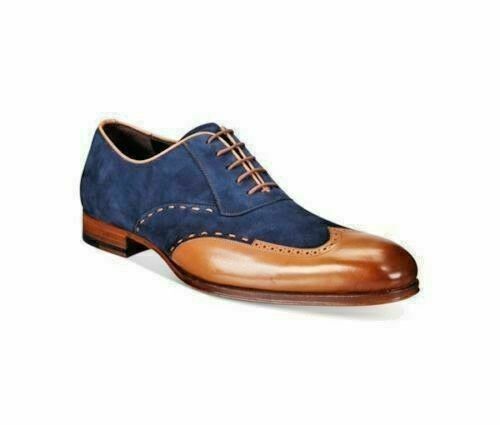 Men wing tip brogue formal shoes Handmade men fashion Two tone shoes Men shoes