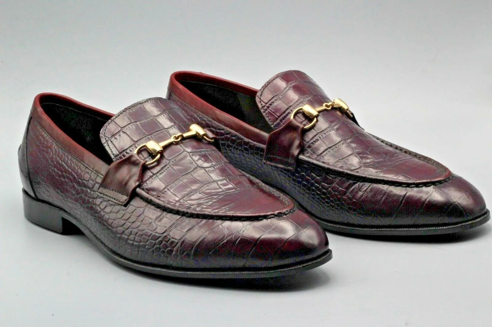 852-2 Men's Bespoke Handmade Genuine Brown & Purple Shaded Crocodile Leather Moccasin.jpg