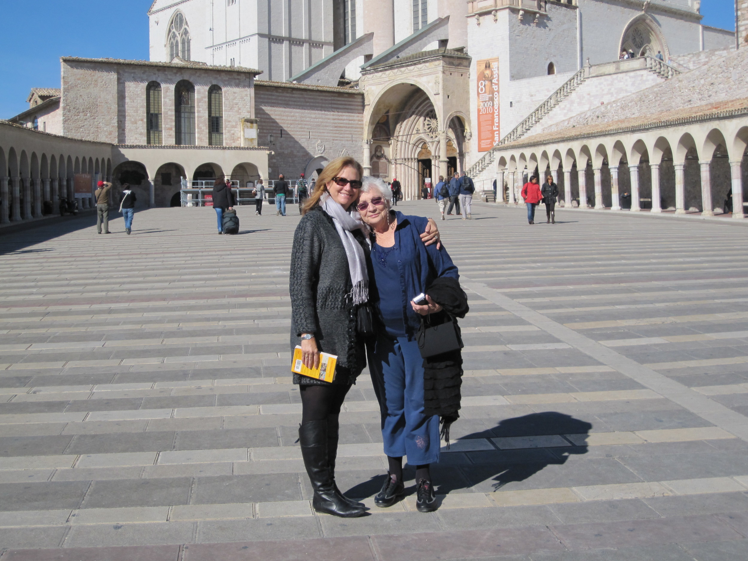 Mom and I in front of the duomo in assisi&nbsp; 