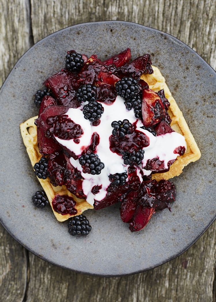 Blackberry and Apple on Waffles 