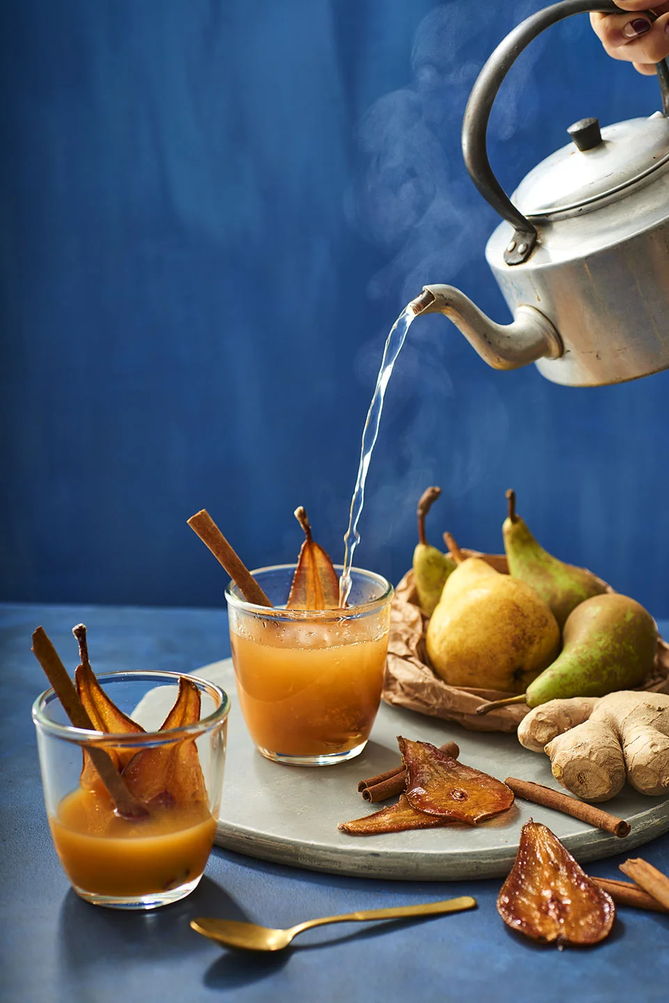Pear & Ginger Whiskey with Candied Pear Wafers