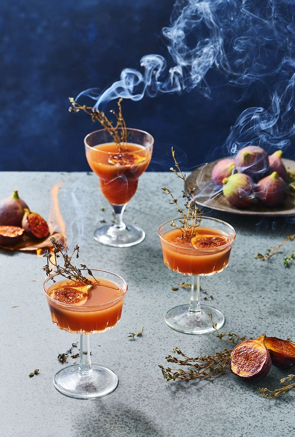 Smoking Fig Bourbon Smash with Grilled Figs