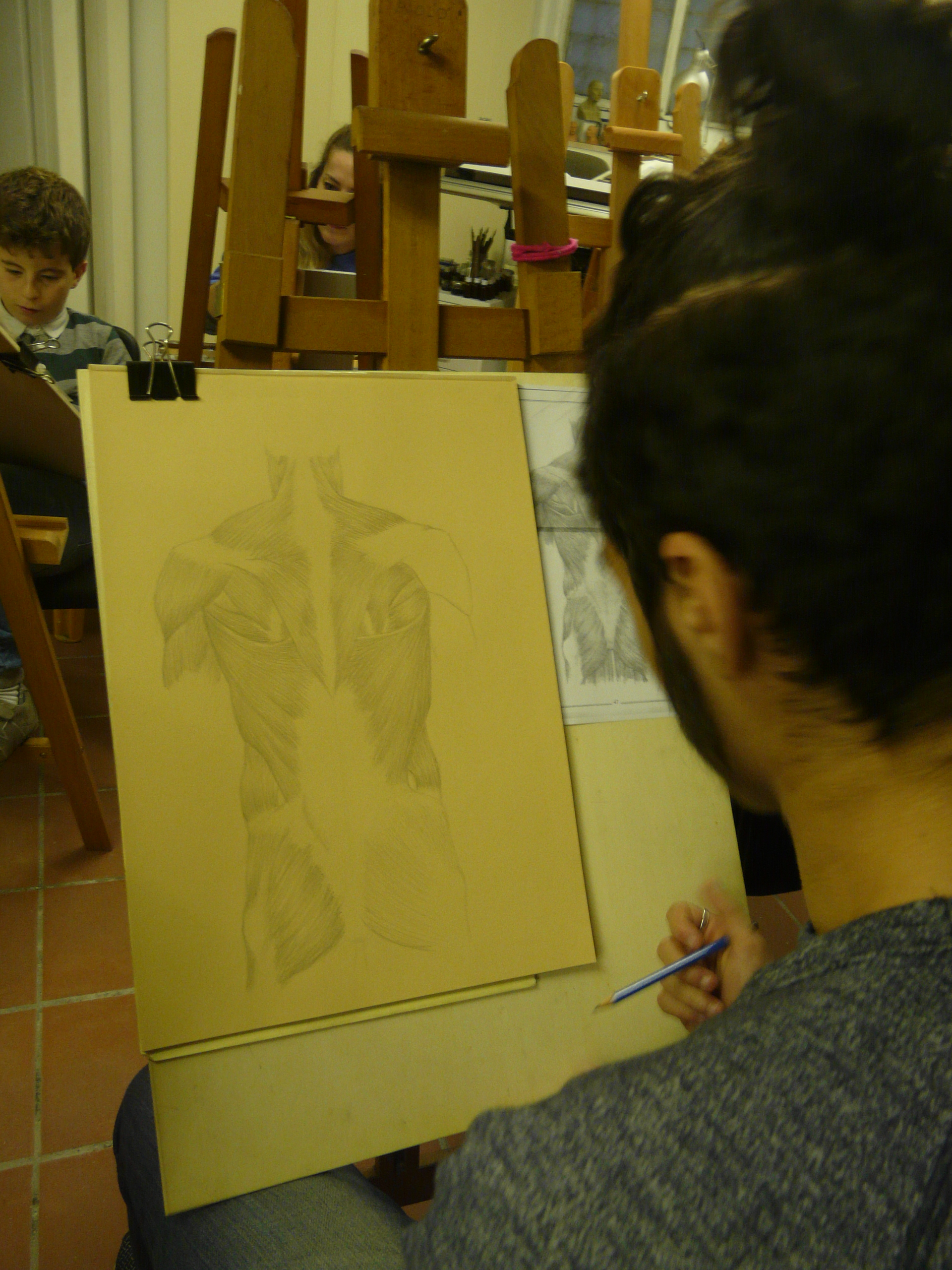 Student in the course of drawing