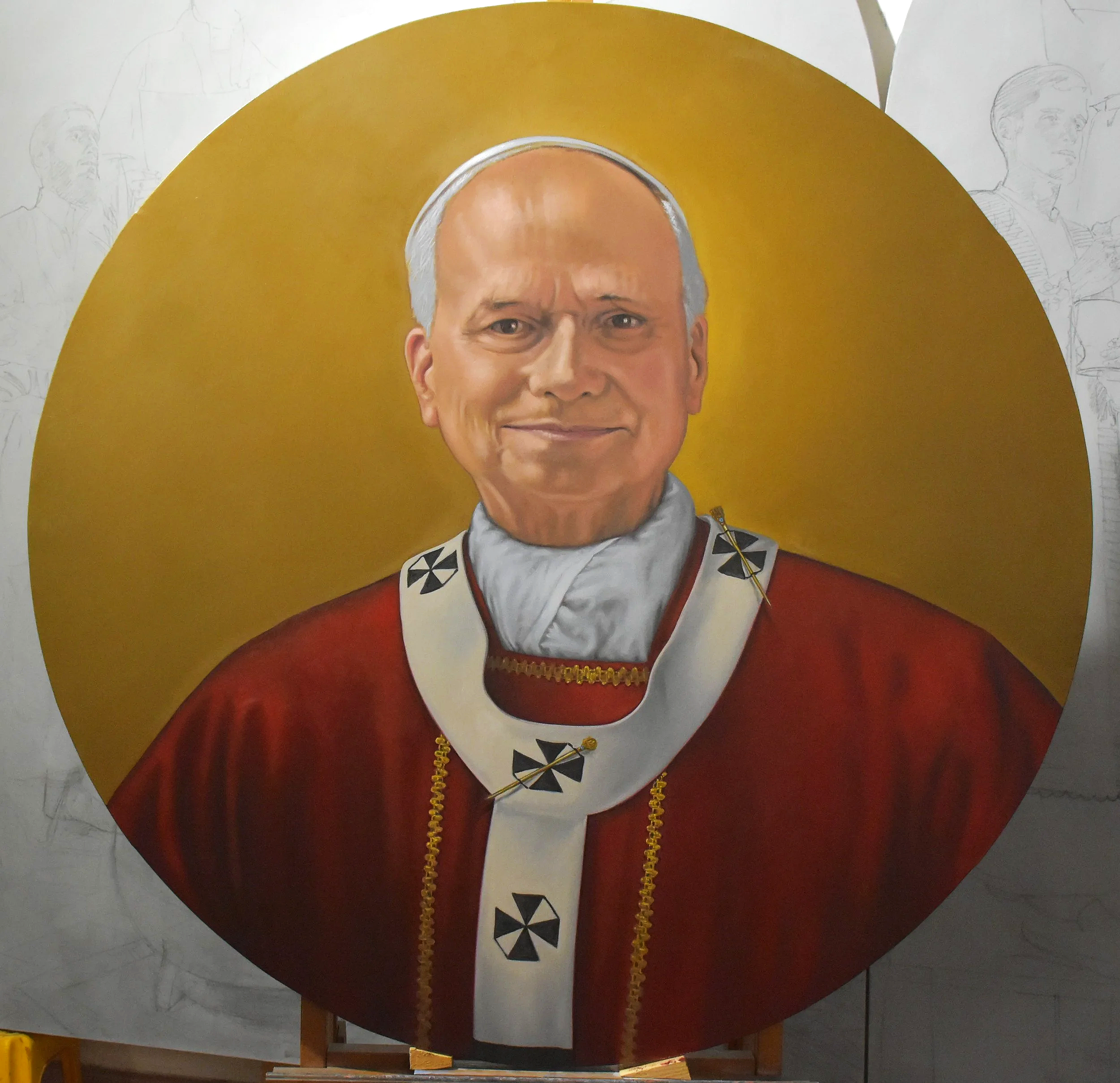 Rodolfo Papa, Ritratto di Papa Leone XIV, olio su tela 137 cm. 2025 , Basilica di San Pietro, Città del Vaticano.