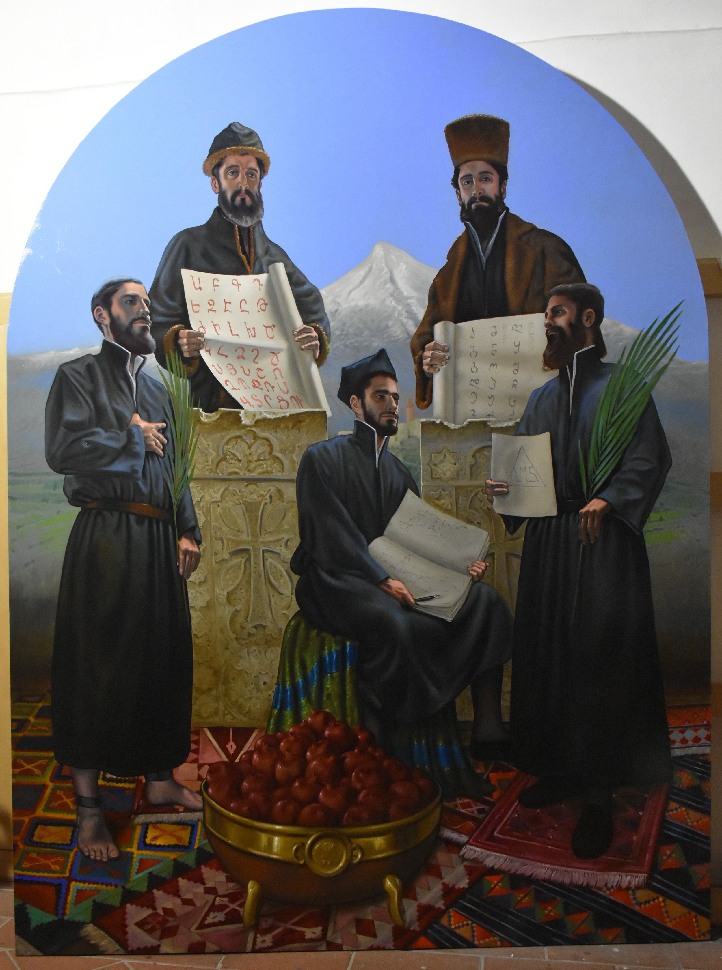 Rodolfo Papa, Teatini in Asia centrale XVII secolo, olio su tela 270 x 200 cm. 2025 Curia Generalizia