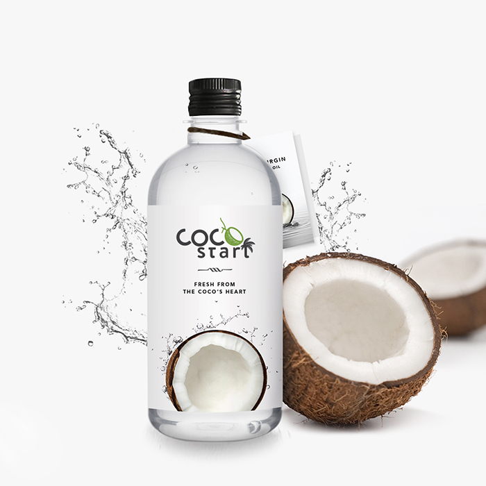 COCO Start Cosmetics : Logo / CI Branding / packaging Coco start is new brand coconut oil. The design Based on the concept from coconut to the inspiration of logo creation of the branding and CI design. for healthy