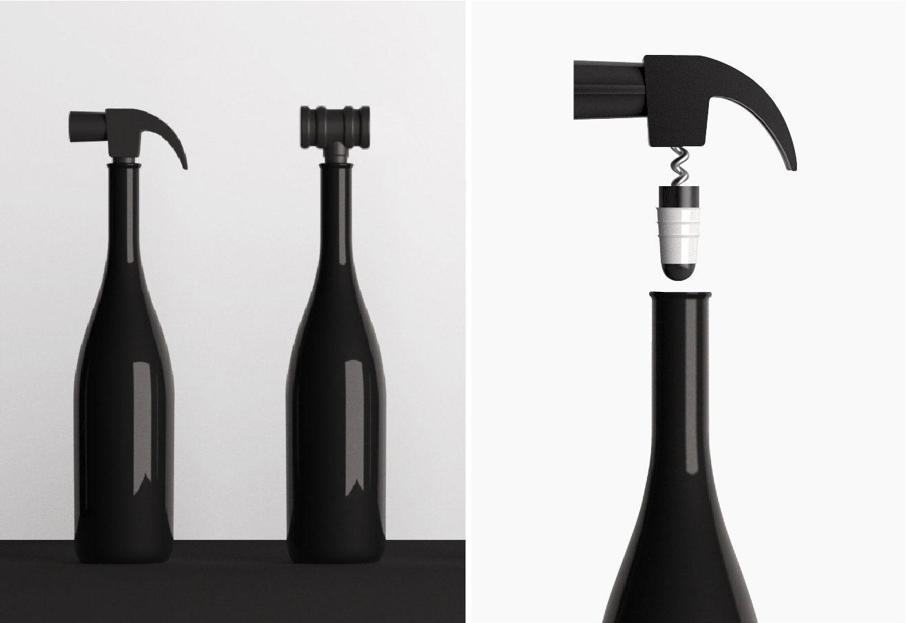 Wine cork Off & Open : Product Design. This is a wine cork 2in1 (Off & Open) and funny shape concept for user.