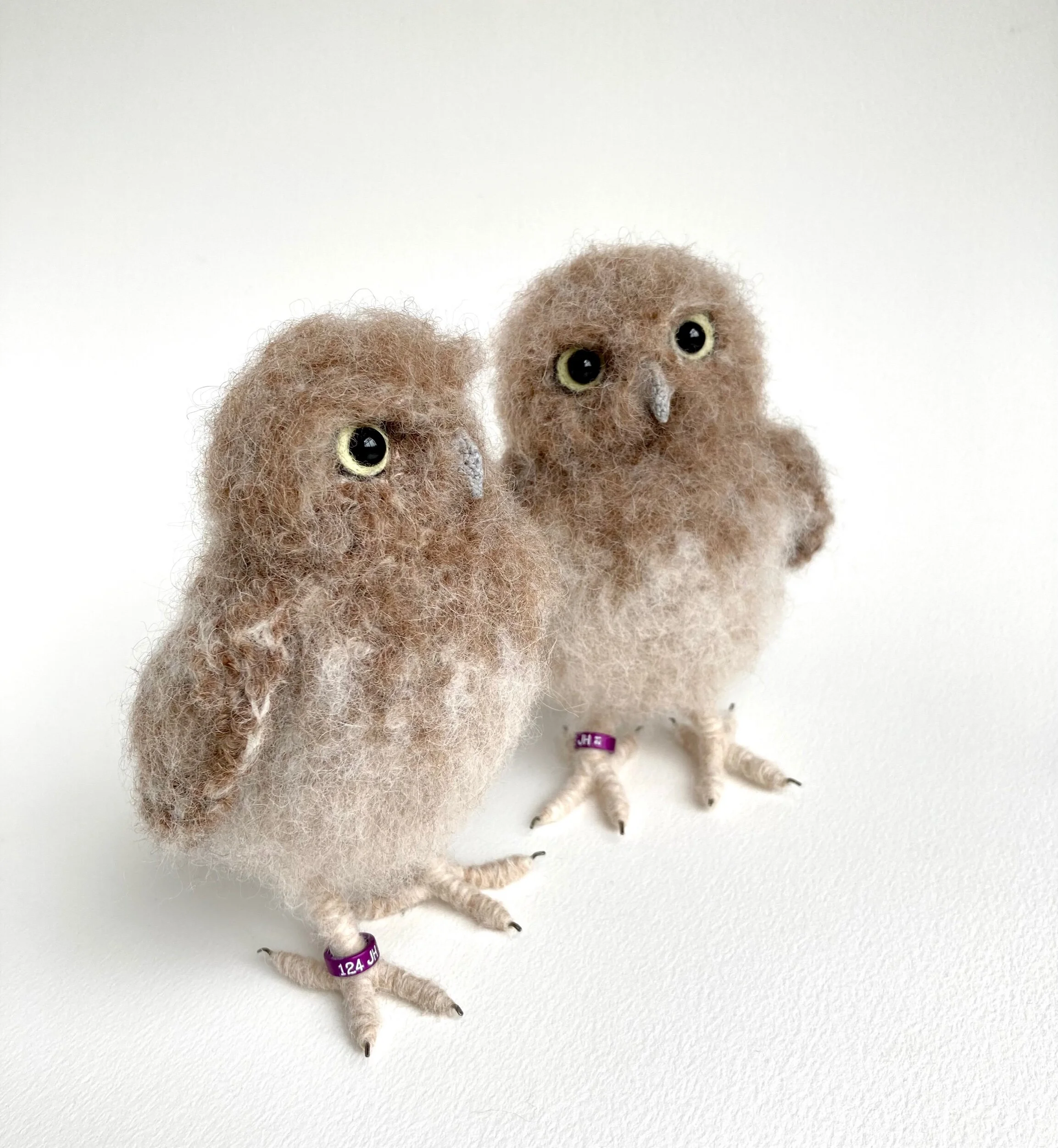 Baby Little Owls in alpaca, mohair and silk