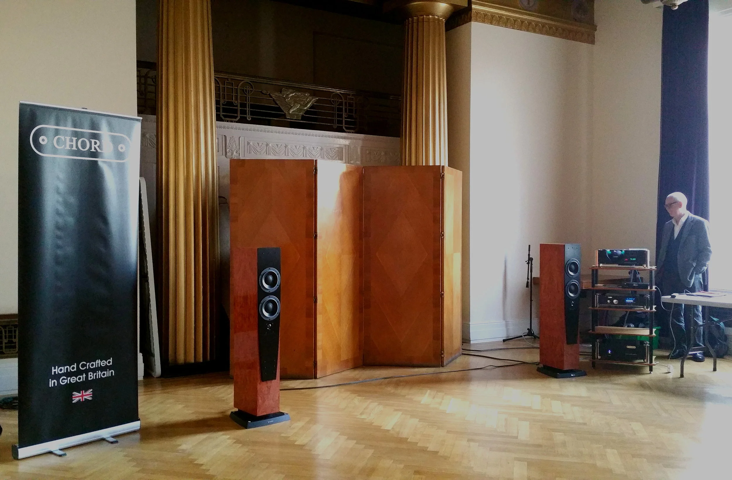 David Jackson having a listen to the system just before the evening got underway