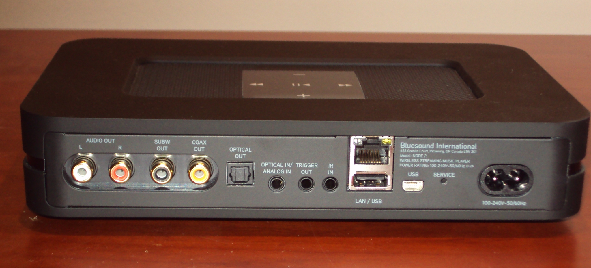 bluesound node 2 back panel