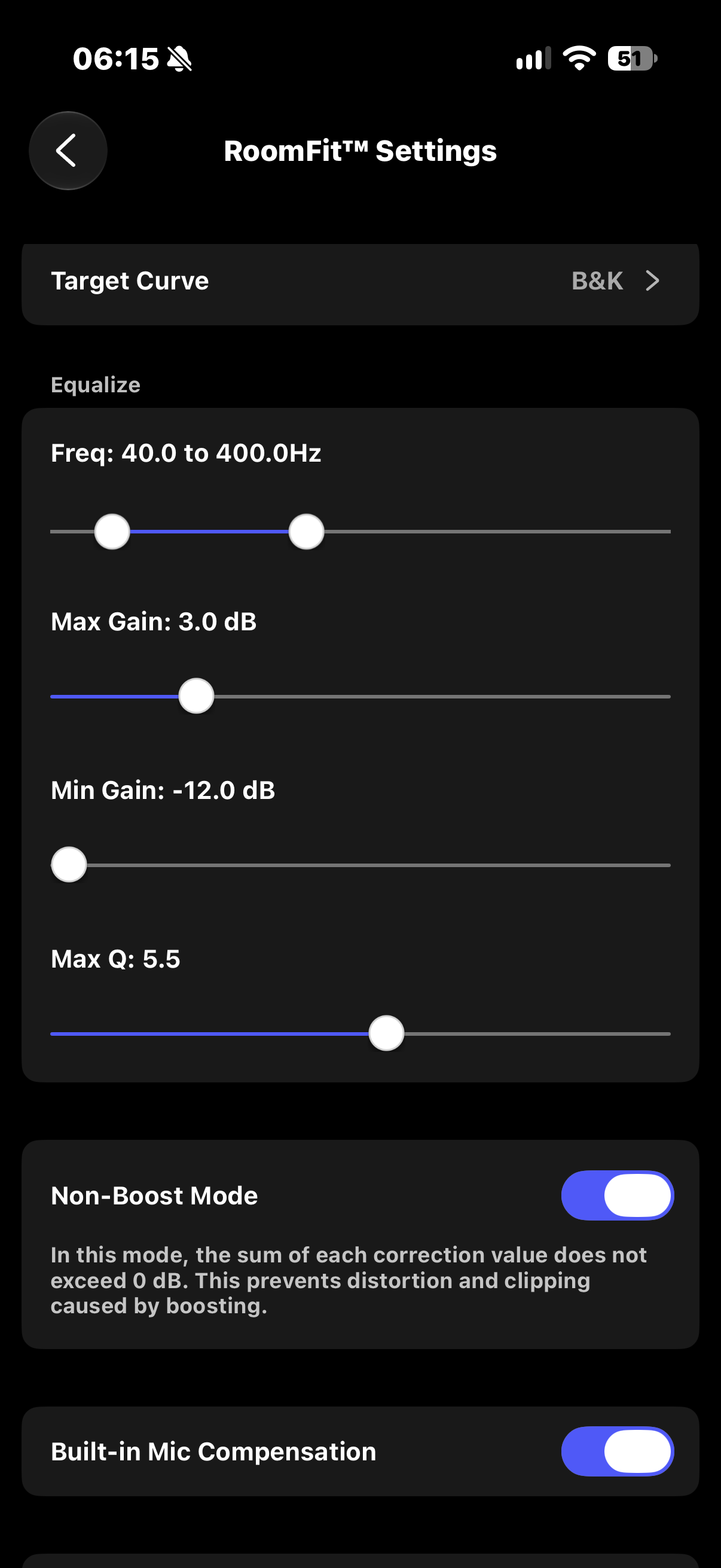 Image: WiiM RoomFit™ System settings
