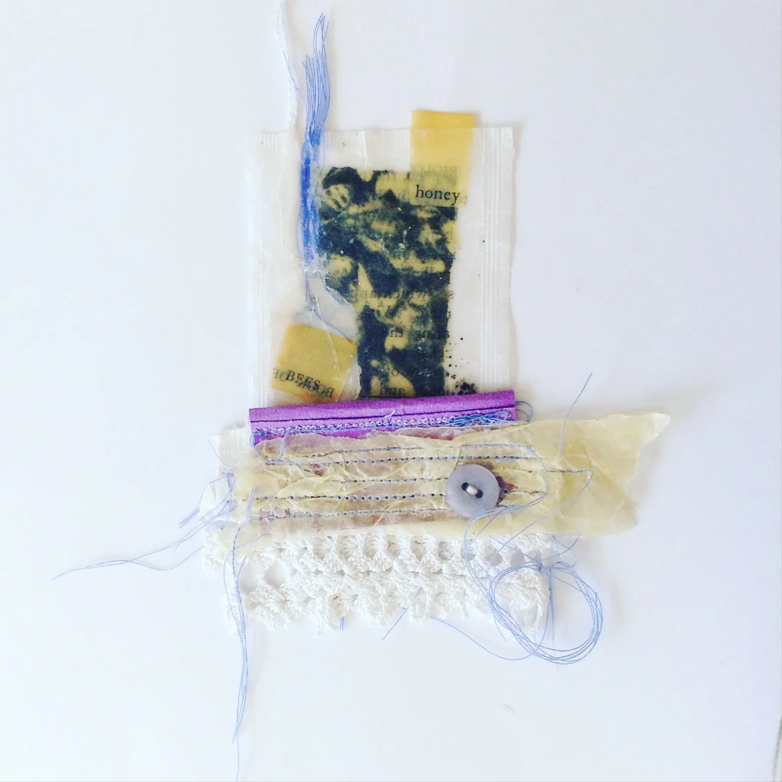 My samples were inspire by the bees that visit my allotment. I found a book at Unit Twelve that I used for the images and text for my work.