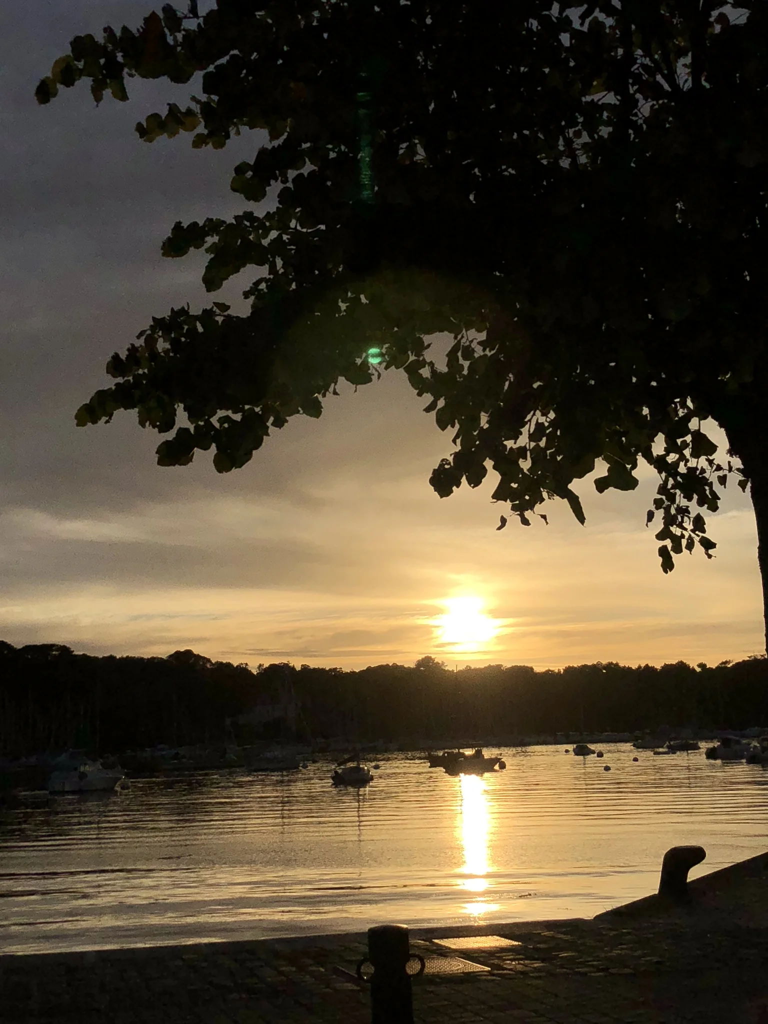 The sun setting over Benodet marina.
