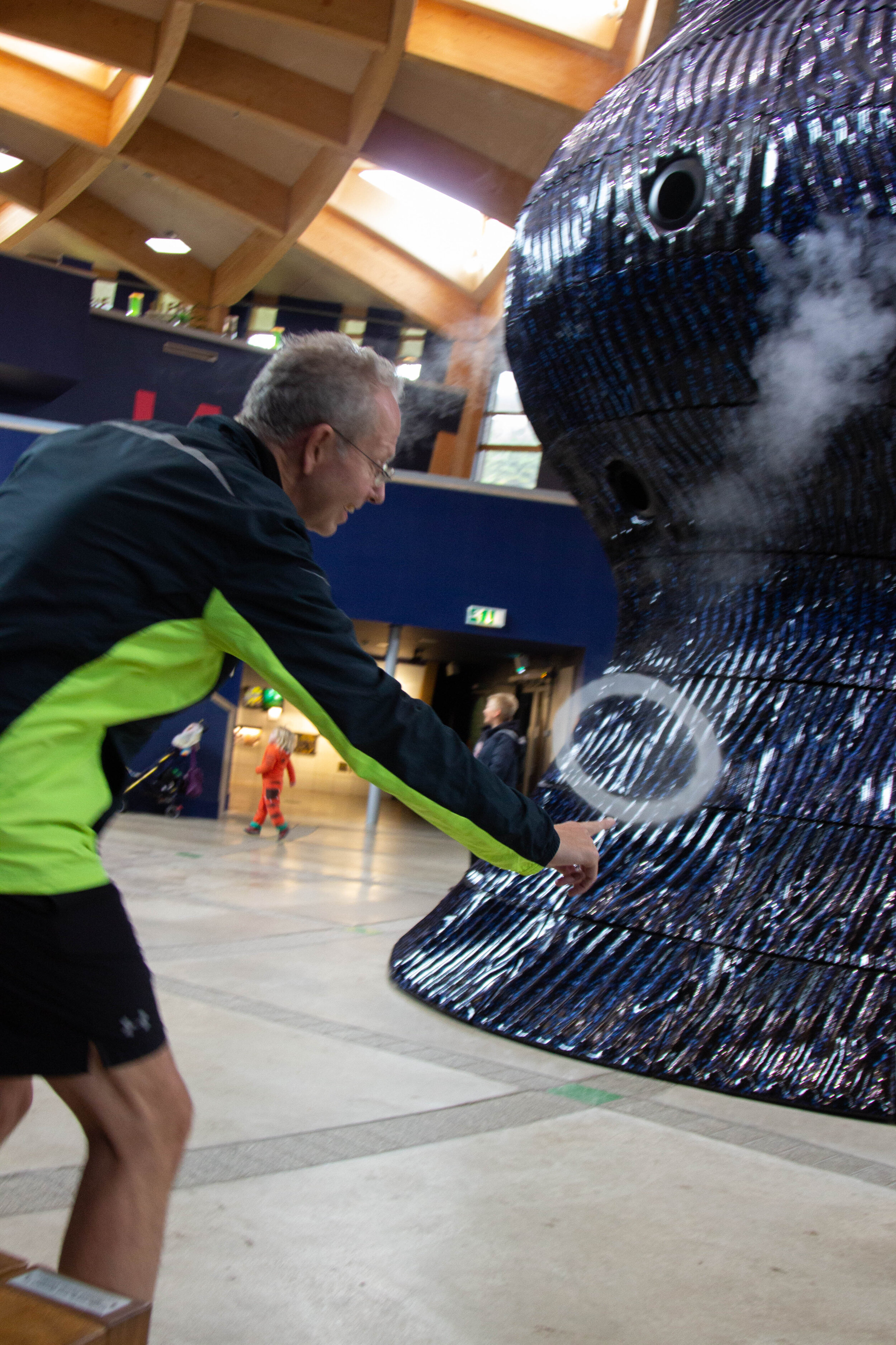  One of our runners plays with an oxygen ring. 