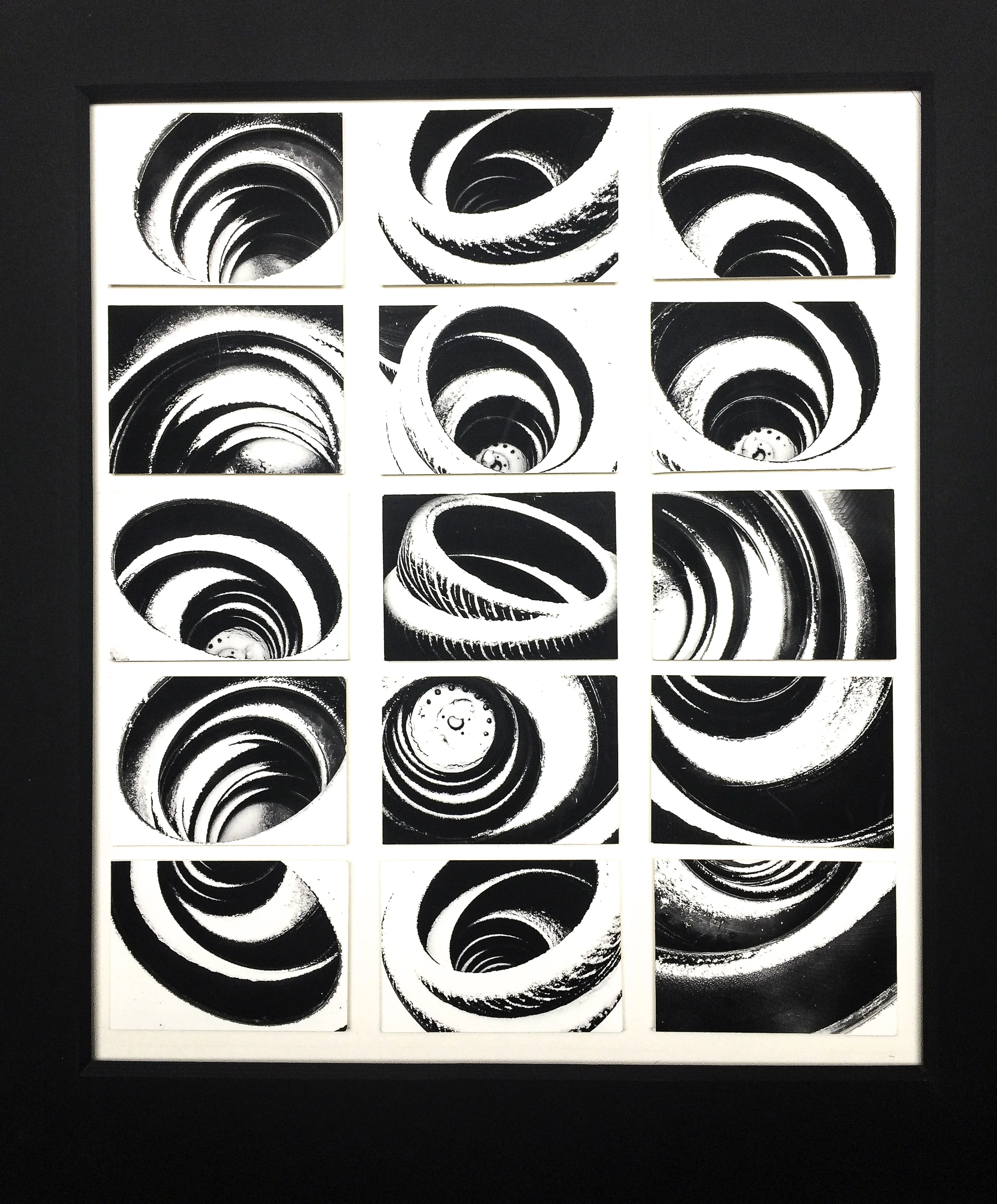 Snowy (stacked ) tires collage photo. Multiple photos raise mounted/framed