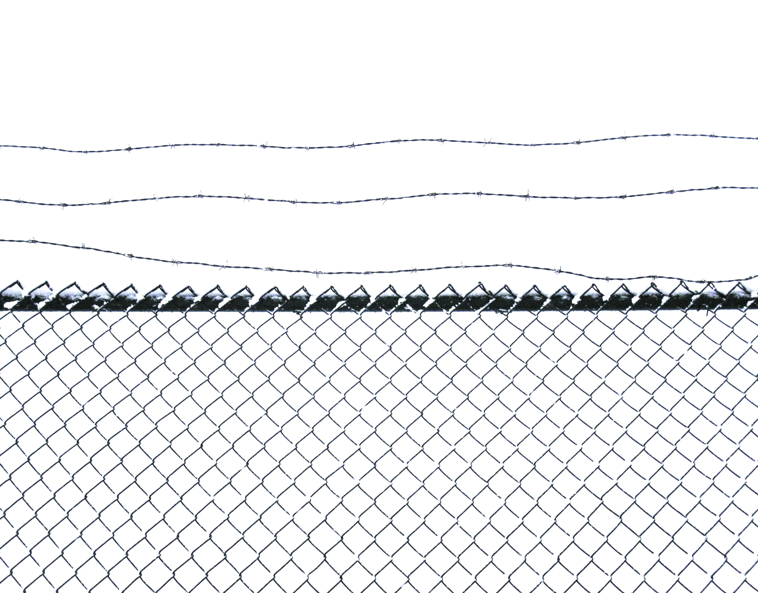Snowy Barbed Wire Fence appearing at the Mohawk Gallery Minimalism show ( Robin Imaging, Central Pkwy, Cincinnati) May 31st - August 25th,2019. Printed with archival pigmented ink on Canson Rag Photographique paper.