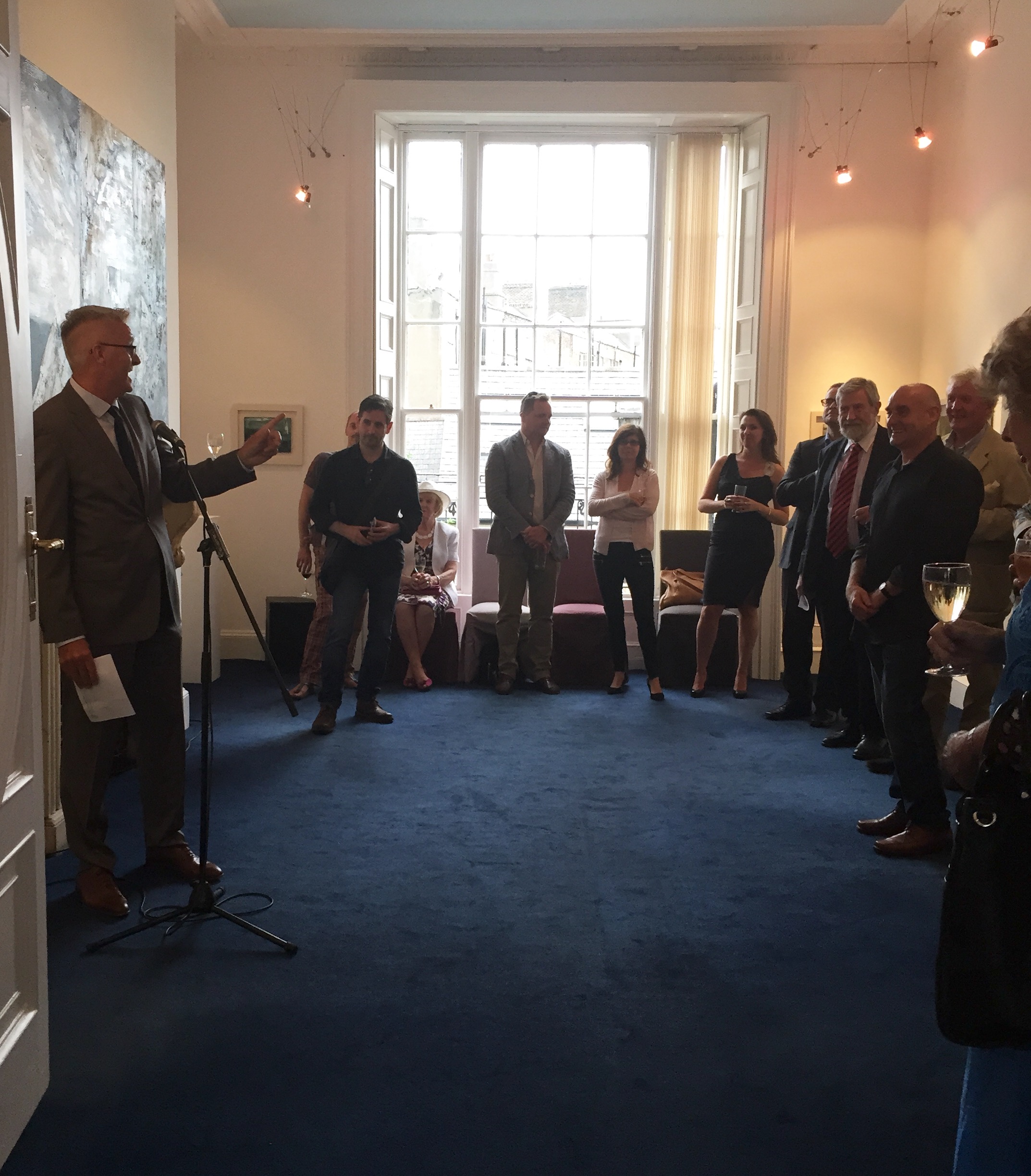 Niall O Donnchu, Assistant Secretary, Department of Arts, Heritage and the Gaeltacht officially opening the exhibition at Origin Gallery, Fitzwilliam Street, Dublin.