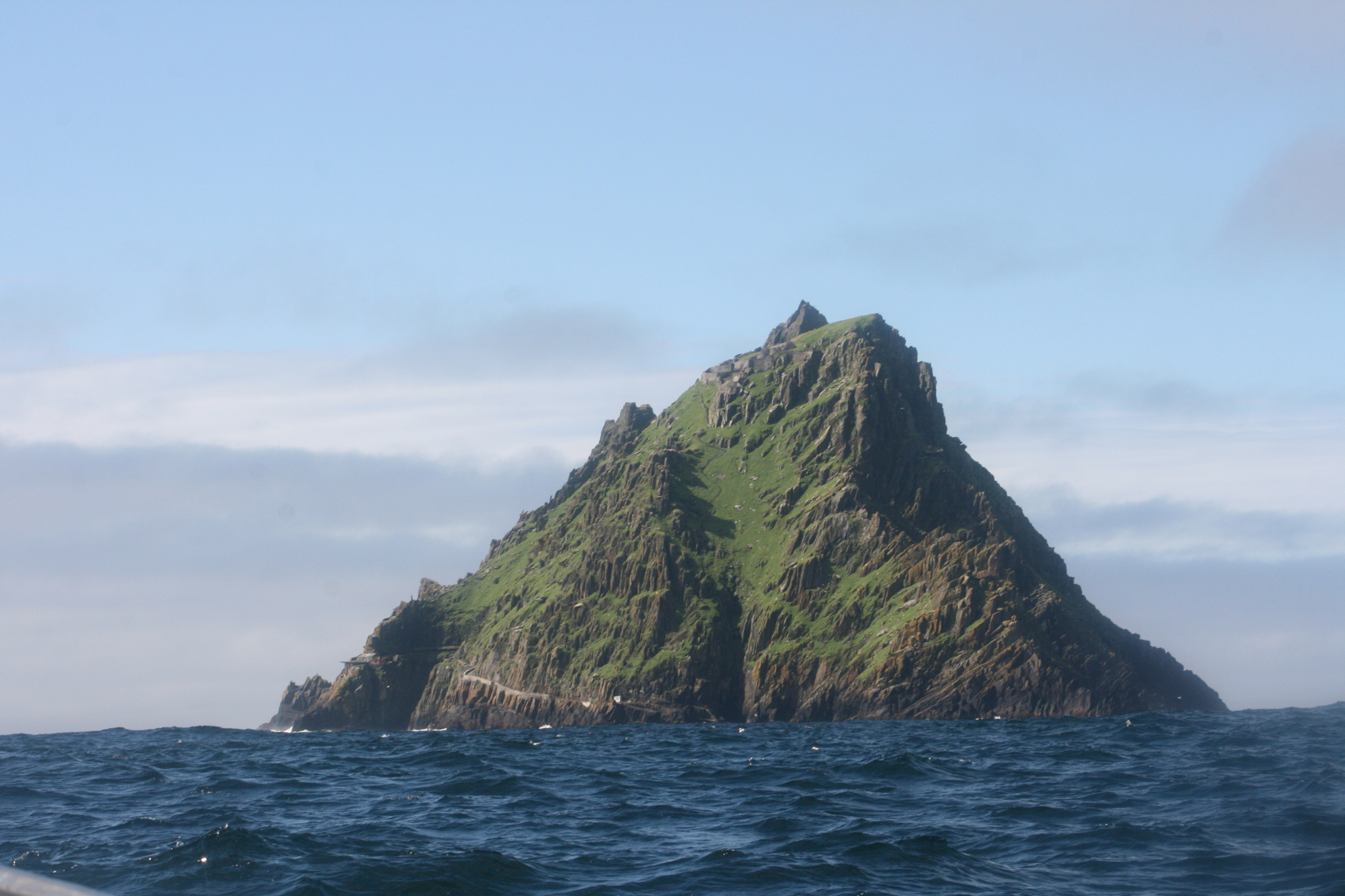 Approaching Skellig Michael by boat.&nbsp; Skellig Michael is a UNESCO World Heritage Site and the 12th century monastic settlement and views continue to inspire and inform Donagh Carey's paintings.&nbsp;
