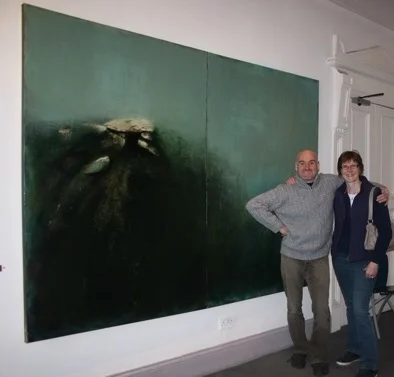 Donagh Carey's sister, Mary Carey, visits 'Ascension - Tribute to Skelligs' at Origin Gallery, Dublin in 2012.